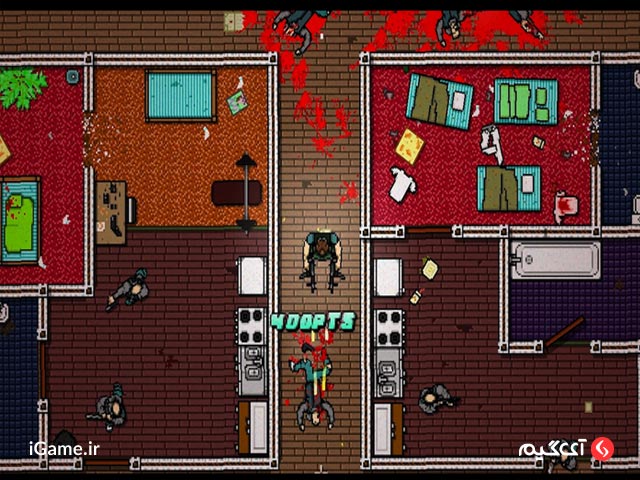 محیط دوبعدی بازی کم حجم Hotline Miami