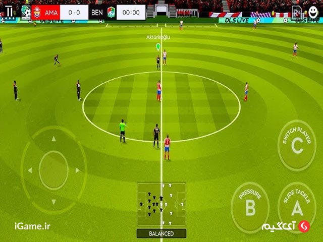 محیط جذاب بازی فوتبالی Dream League Soccer 2024 در گوشی اندروید