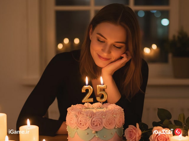 پرامپت Romantic Candlelit Cake Birthday Portrait