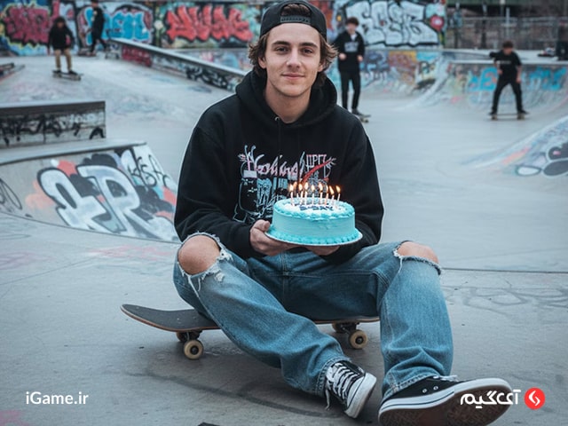 پرامپت Skateboard Park Birthday Portrait
