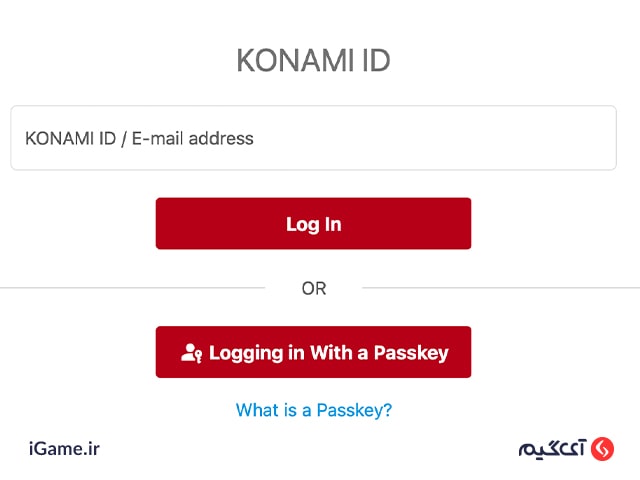 قسمت log in سایت کونامی