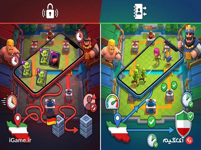 تفاوت فیلترشکن (VPN) و دی ان اس در کلش رویال